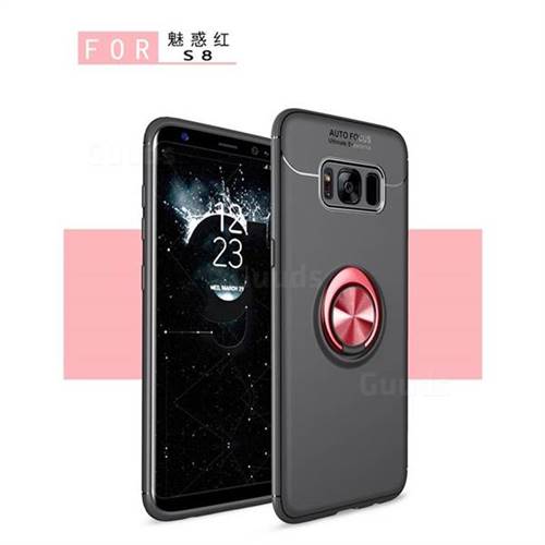 Auto Focus Invisible Ring Holder Soft Phone Case for Samsung Galaxy S8 - Black Red