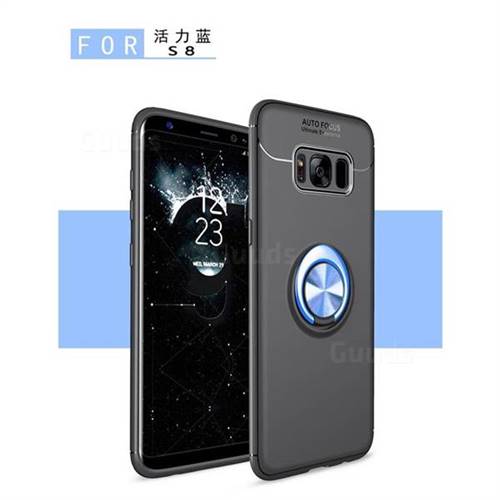 Auto Focus Invisible Ring Holder Soft Phone Case for Samsung Galaxy S8 - Black Blue