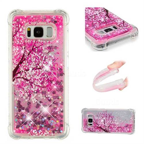 Pink Cherry Blossom Dynamic Liquid Glitter Sand Quicksand Star TPU Case for Samsung Galaxy S8