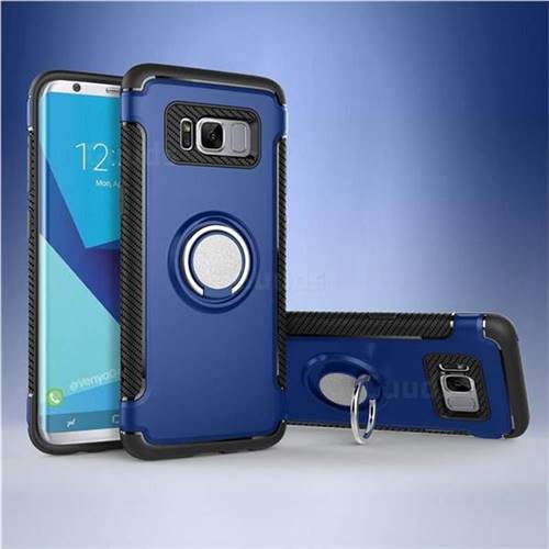 Armor Anti Drop Carbon PC + Silicon Invisible Ring Holder Phone Case for Samsung Galaxy S8 - Sapphire
