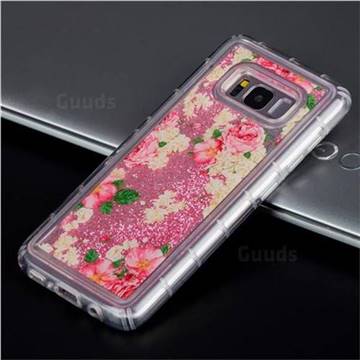 Rose Flower Glassy Glitter Quicksand Dynamic Liquid Soft Phone Case for Samsung Galaxy S8
