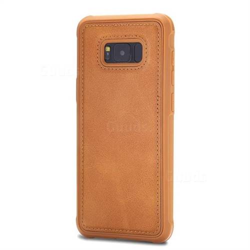 Luxury Shatter-resistant Leather Coated Phone Back Cover for Samsung Galaxy S8 - Brown