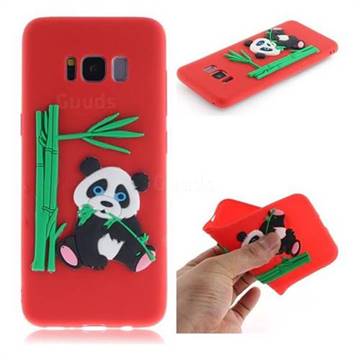 Panda Eating Bamboo Soft 3D Silicone Case for Samsung Galaxy S8 - Red