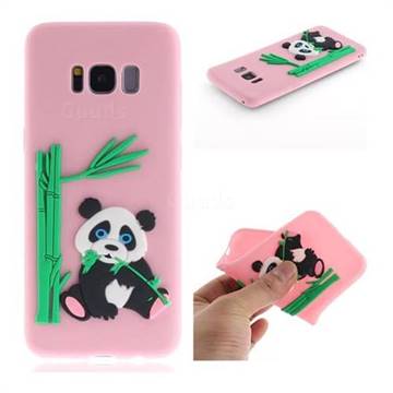 Panda Eating Bamboo Soft 3D Silicone Case for Samsung Galaxy S8 - Pink
