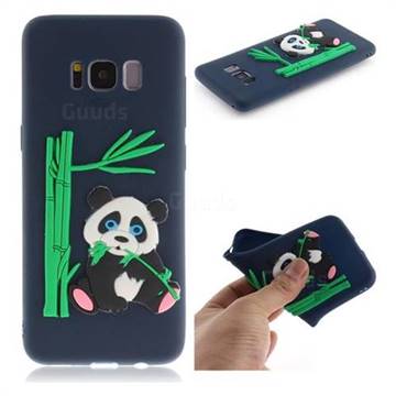 Panda Eating Bamboo Soft 3D Silicone Case for Samsung Galaxy S8 - Dark Blue
