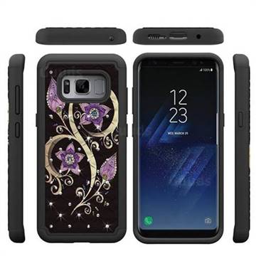 Peacock Flower Studded Rhinestone Bling Diamond Shock Absorbing Hybrid Defender Rugged Phone Case Cover for Samsung Galaxy S8
