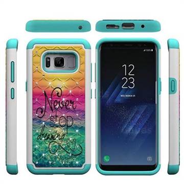 Colorful Dream Catcher Studded Rhinestone Bling Diamond Shock Absorbing Hybrid Defender Rugged Phone Case Cover for Samsung Galaxy S8