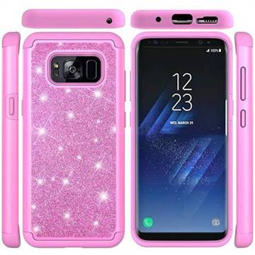 Glitter Rhinestone Bling Shock Absorbing Hybrid Defender Rugged Phone Case Cover for Samsung Galaxy S8 - Pink