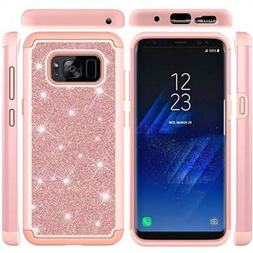 Glitter Rhinestone Bling Shock Absorbing Hybrid Defender Rugged Phone Case Cover for Samsung Galaxy S8 - Rose Gold