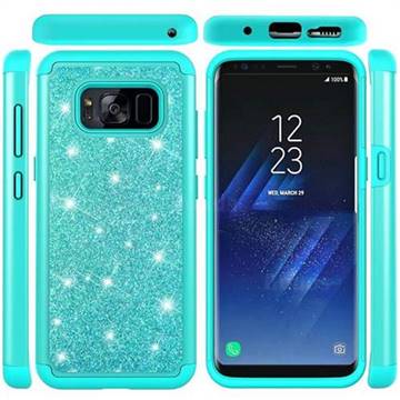 Glitter Rhinestone Bling Shock Absorbing Hybrid Defender Rugged Phone Case Cover for Samsung Galaxy S8 - Green