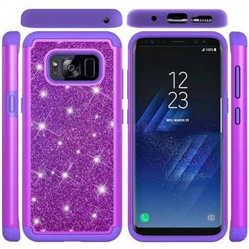 Glitter Rhinestone Bling Shock Absorbing Hybrid Defender Rugged Phone Case Cover for Samsung Galaxy S8 - Purple