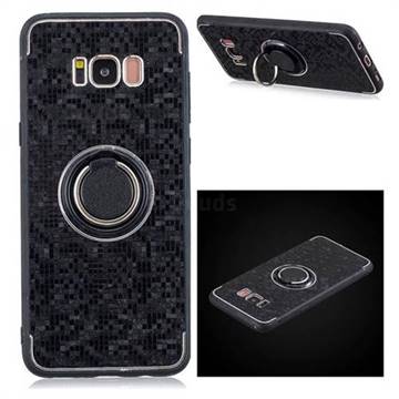 Luxury Mosaic Metal Silicone Invisible Ring Holder Soft Phone Case for Samsung Galaxy S8 - Black