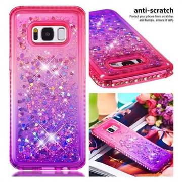 Diamond Frame Liquid Glitter Quicksand Sequins Phone Case for Samsung Galaxy S8 - Pink Purple