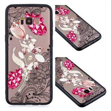Tulip Lace Diamond Flower Soft TPU Back Cover for Samsung Galaxy S8