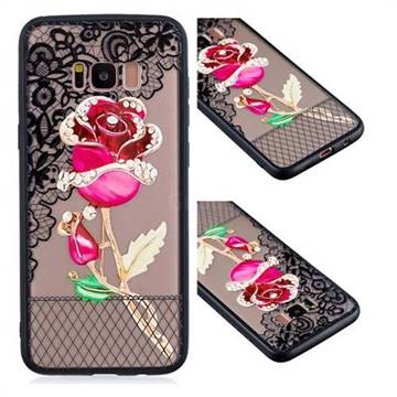 Rose Lace Diamond Flower Soft TPU Back Cover for Samsung Galaxy S8