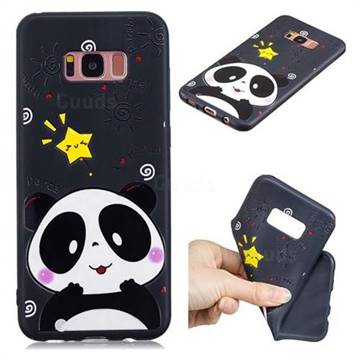 Cute Bear 3D Embossed Relief Black TPU Cell Phone Back Cover for Samsung Galaxy S8