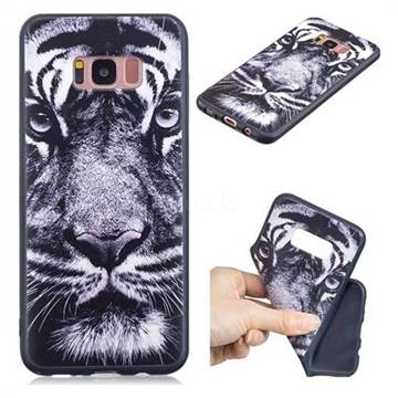 White Tiger 3D Embossed Relief Black TPU Cell Phone Back Cover for Samsung Galaxy S8