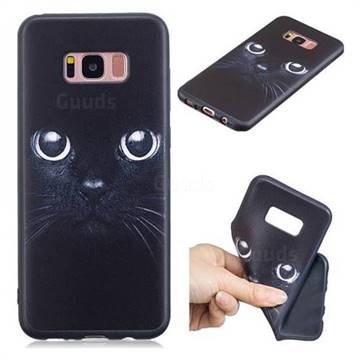 Bearded Feline 3D Embossed Relief Black TPU Cell Phone Back Cover for Samsung Galaxy S8