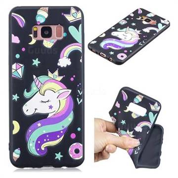 Candy Unicorn 3D Embossed Relief Black TPU Cell Phone Back Cover for Samsung Galaxy S8