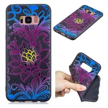 Colorful Lace 3D Embossed Relief Black TPU Cell Phone Back Cover for Samsung Galaxy S8