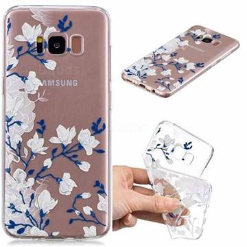 Magnolia Flower Clear Varnish Soft Phone Back Cover for Samsung Galaxy S8