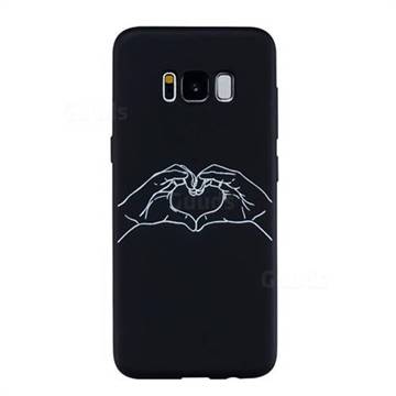 Heart Hand Stick Figure Matte Black TPU Phone Cover for Samsung Galaxy S8