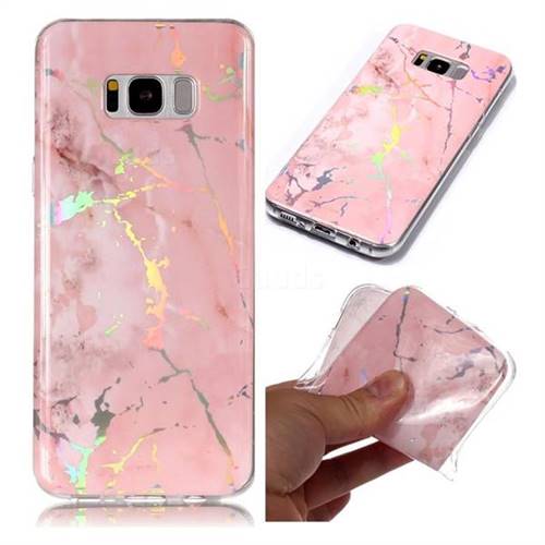 Powder Pink Marble Pattern Bright Color Laser Soft TPU Case for Samsung Galaxy S8