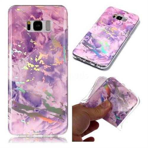 Purple Marble Pattern Bright Color Laser Soft TPU Case for Samsung Galaxy S8