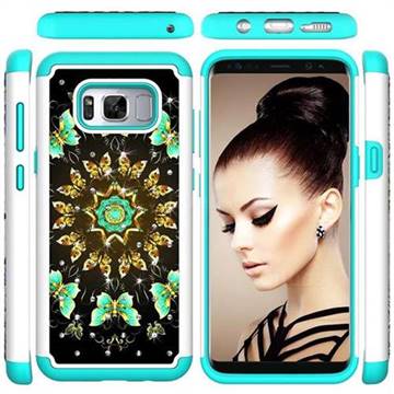 Golden Butterflies Studded Rhinestone Bling Diamond Shock Absorbing Hybrid Defender Rugged Phone Case Cover for Samsung Galaxy S8