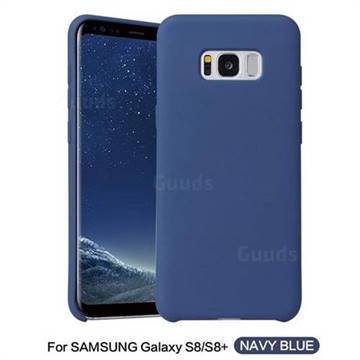 Howmak Slim Liquid Silicone Rubber Shockproof Phone Case Cover for Samsung Galaxy S8 - Midnight Blue