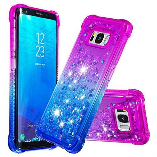 Rainbow Gradient Liquid Glitter Quicksand Sequins Phone Case for Samsung Galaxy S8 - Purple Blue