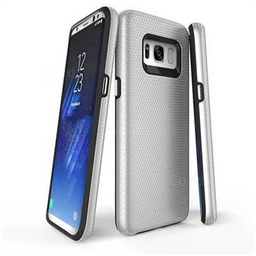 Triangle Texture Shockproof Hybrid Rugged Armor Defender Phone Case for Samsung Galaxy S8 - Silver
