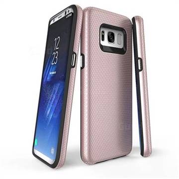 Triangle Texture Shockproof Hybrid Rugged Armor Defender Phone Case for Samsung Galaxy S8 - Rose Gold
