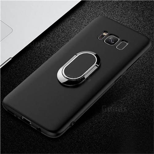 Anti-fall Invisible 360 Rotating Ring Grip Holder Kickstand Phone Cover for Samsung Galaxy S8 - Black
