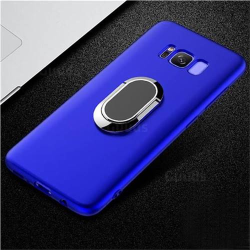 Anti-fall Invisible 360 Rotating Ring Grip Holder Kickstand Phone Cover for Samsung Galaxy S8 - Blue