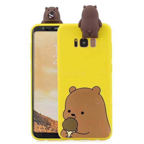 Brown Bear Soft 3D Climbing Doll Stand Soft Case for Samsung Galaxy S8