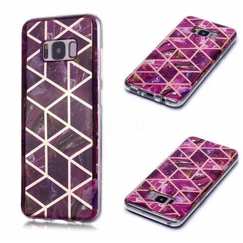 Purple Rhombus Galvanized Rose Gold Marble Phone Back Cover for Samsung Galaxy S8