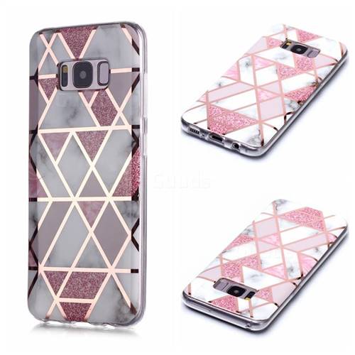 Pink Rhombus Galvanized Rose Gold Marble Phone Back Cover for Samsung Galaxy S8