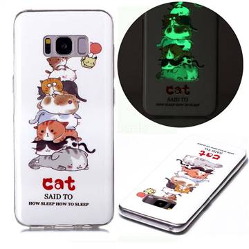 Cute Cat Noctilucent Soft TPU Back Cover for Samsung Galaxy S8