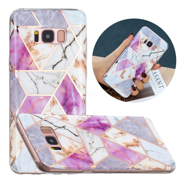 Purple and White Painted Marble Electroplating Protective Case for Samsung Galaxy S8
