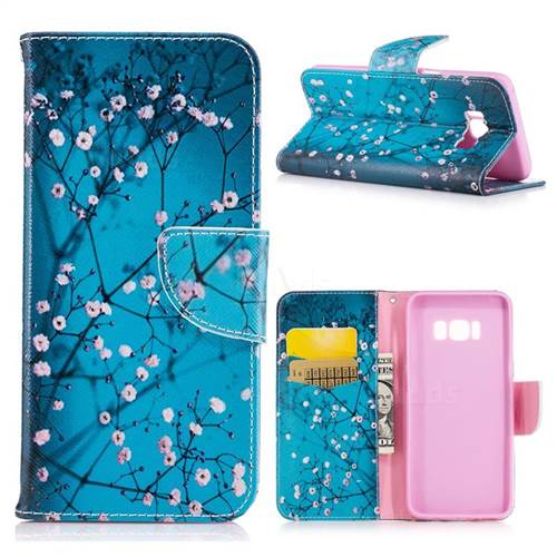 Blue Plum Leather Wallet Case for Samsung Galaxy S8