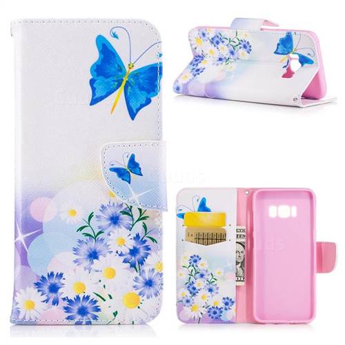 Butterflies Flowers Leather Wallet Case for Samsung Galaxy S8
