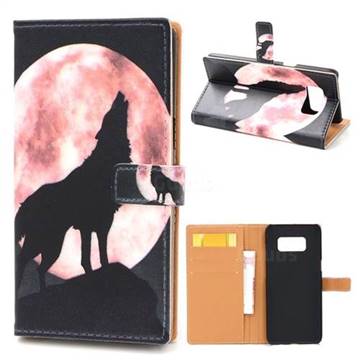 Moon Wolf Leather Wallet Case for Samsung Galaxy S8