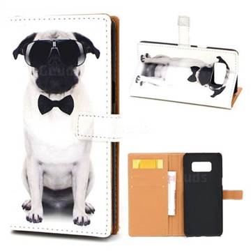 Glasses Dog Leather Wallet Case for Samsung Galaxy S8
