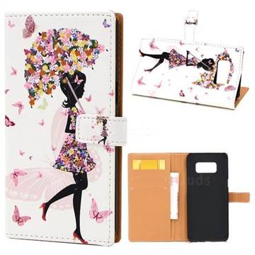 Flower Umbrella Girl Leather Wallet Case for Samsung Galaxy S8