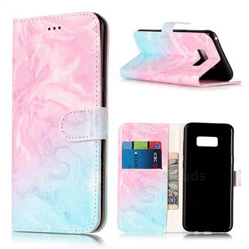 Pink Green Marble PU Leather Wallet Case for Samsung Galaxy S8