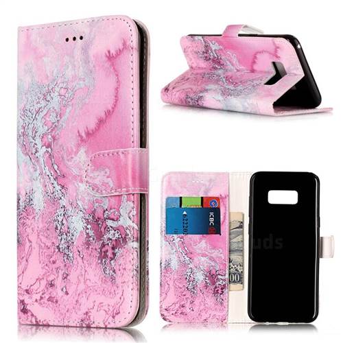 Pink Seawater PU Leather Wallet Case for Samsung Galaxy S8