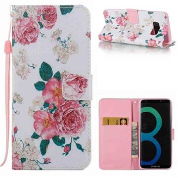 Chinese Rose Leather Wallet Case for Samsung Galaxy S8