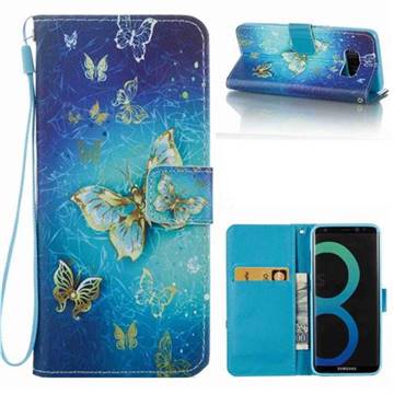 Gold Butterfly Leather Wallet Phone Case for Samsung Galaxy S8