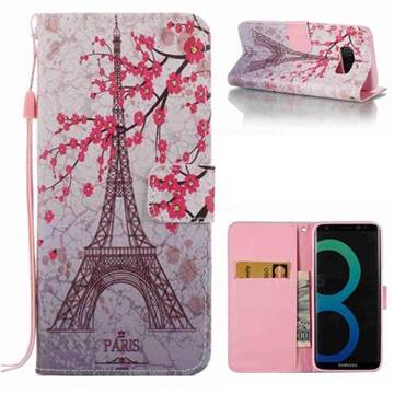 Plum Tower Leather Wallet Phone Case for Samsung Galaxy S8